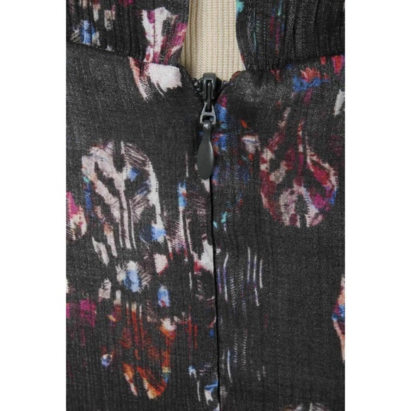 H&M Shimmery Gray & Multicolor Abstract Ruffled Open Back Dress NWT Size 8 - Picture 5 of 6